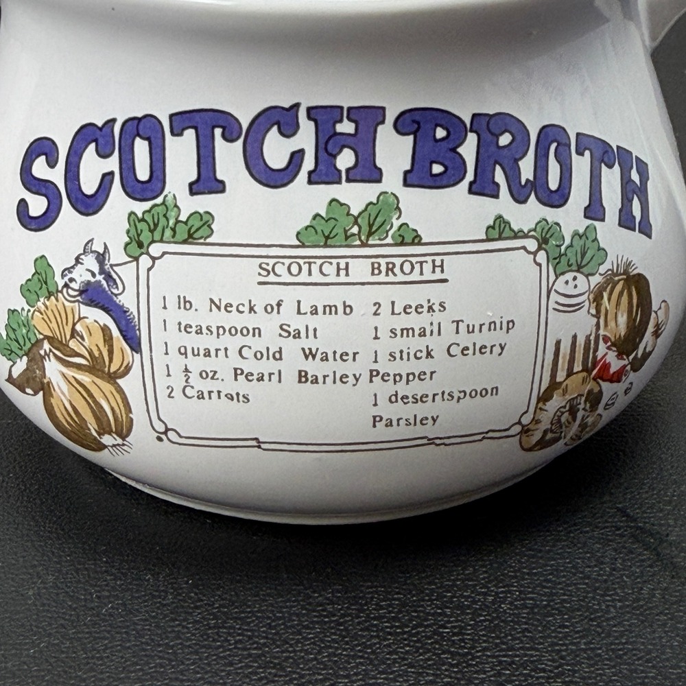 VTG Scotch Broth Recipe Soup Mug White Ceramic Pot Shape CUP